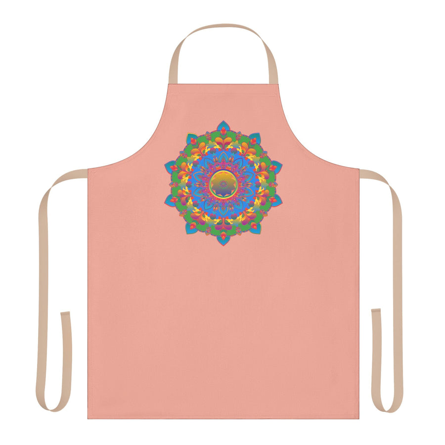 Mandala Art Apron - Apricot Floral Design All Over Prints - Blululi