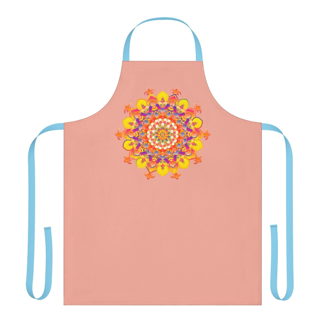 Mandala Art Apron - Apricot Floral Design All Over Prints - Blululi