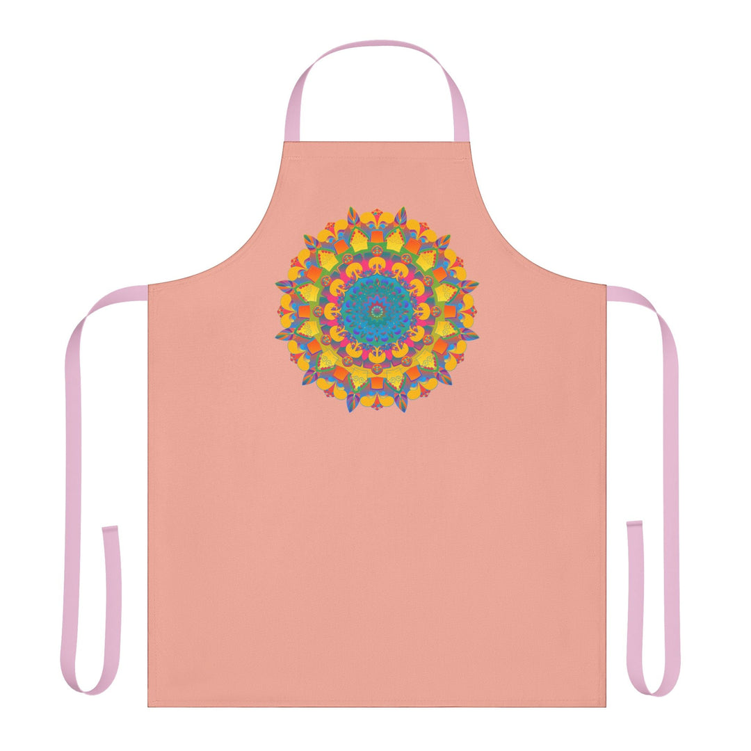 Mandala Art Apron - Apricot Floral Design All Over Prints - Blululi