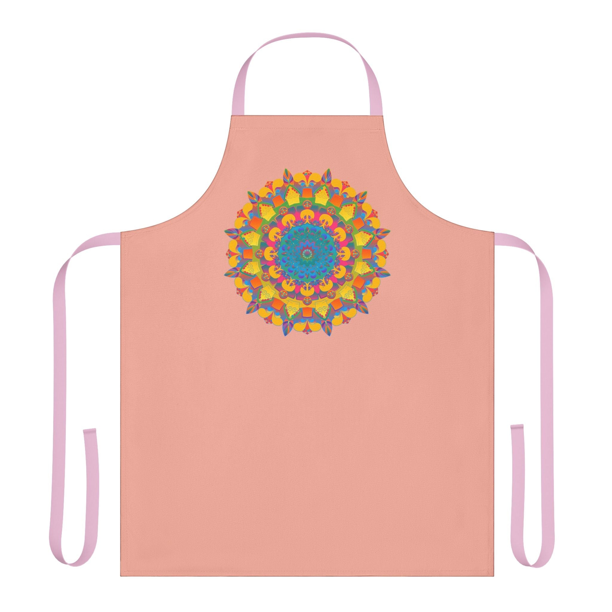 Mandala Art Apron - Apricot Floral Design All Over Prints - Blululi