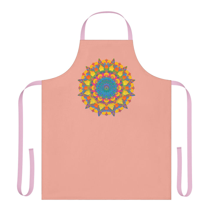 Mandala Art Apron - Apricot Floral Design All Over Prints - Blululi