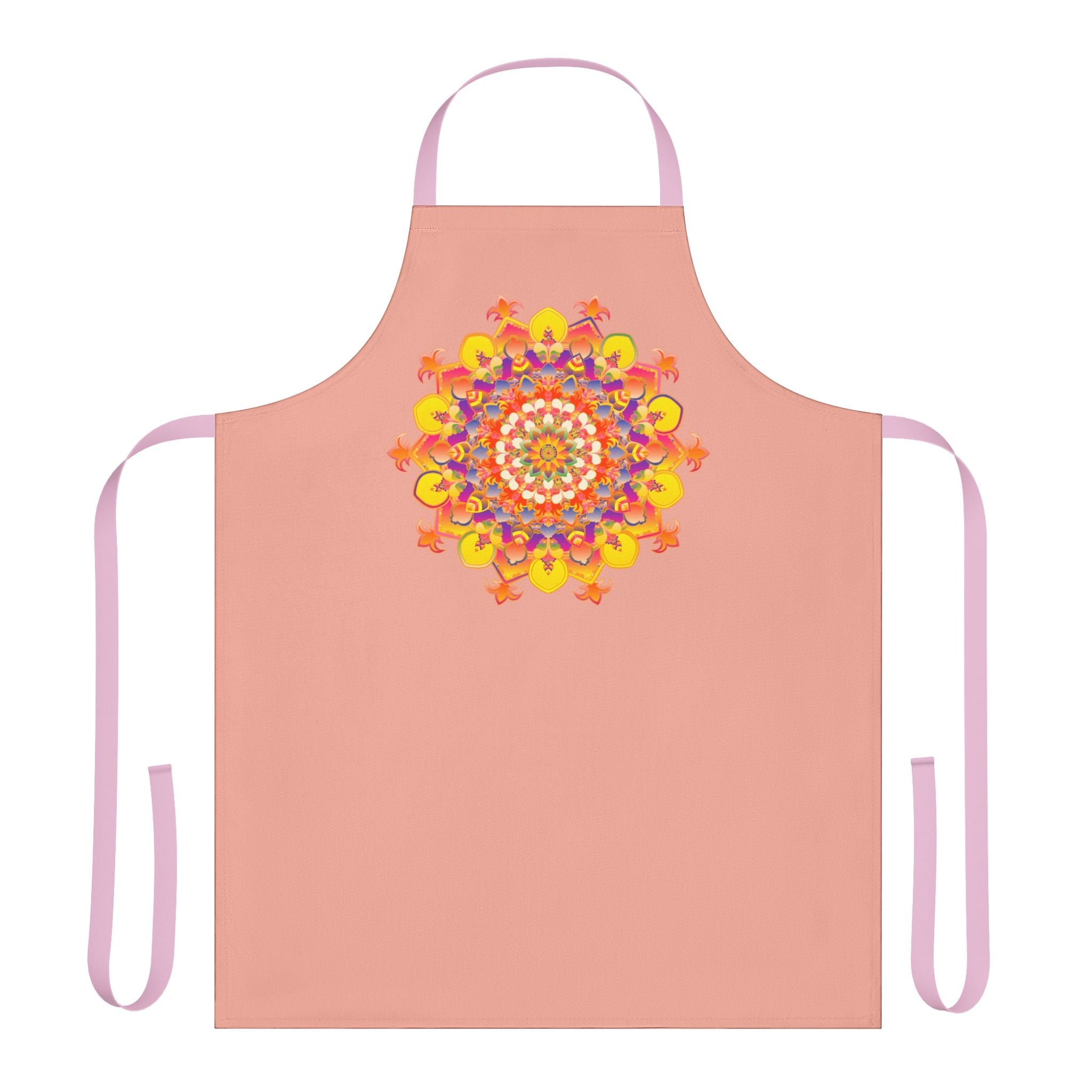 Mandala Art Apron - Apricot Floral Design All Over Prints - Blululi