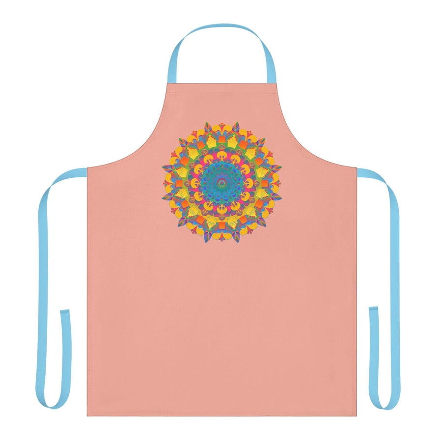 Mandala Art Apron - Apricot Floral Design All Over Prints - Blululi