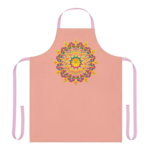 Mandala Art Apron - Apricot Floral Design All Over Prints - Blululi