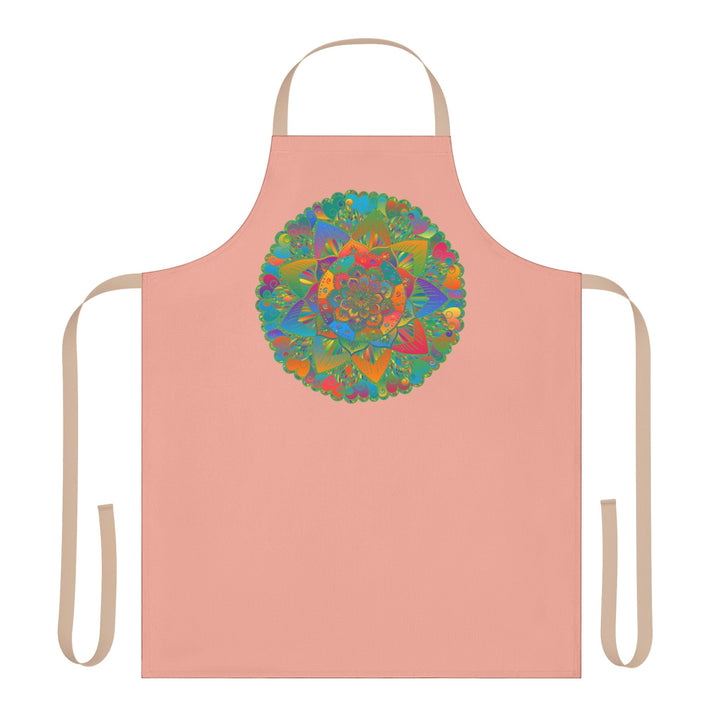 Mandala Art Apron - Apricot Floral Design All Over Prints - Blululi