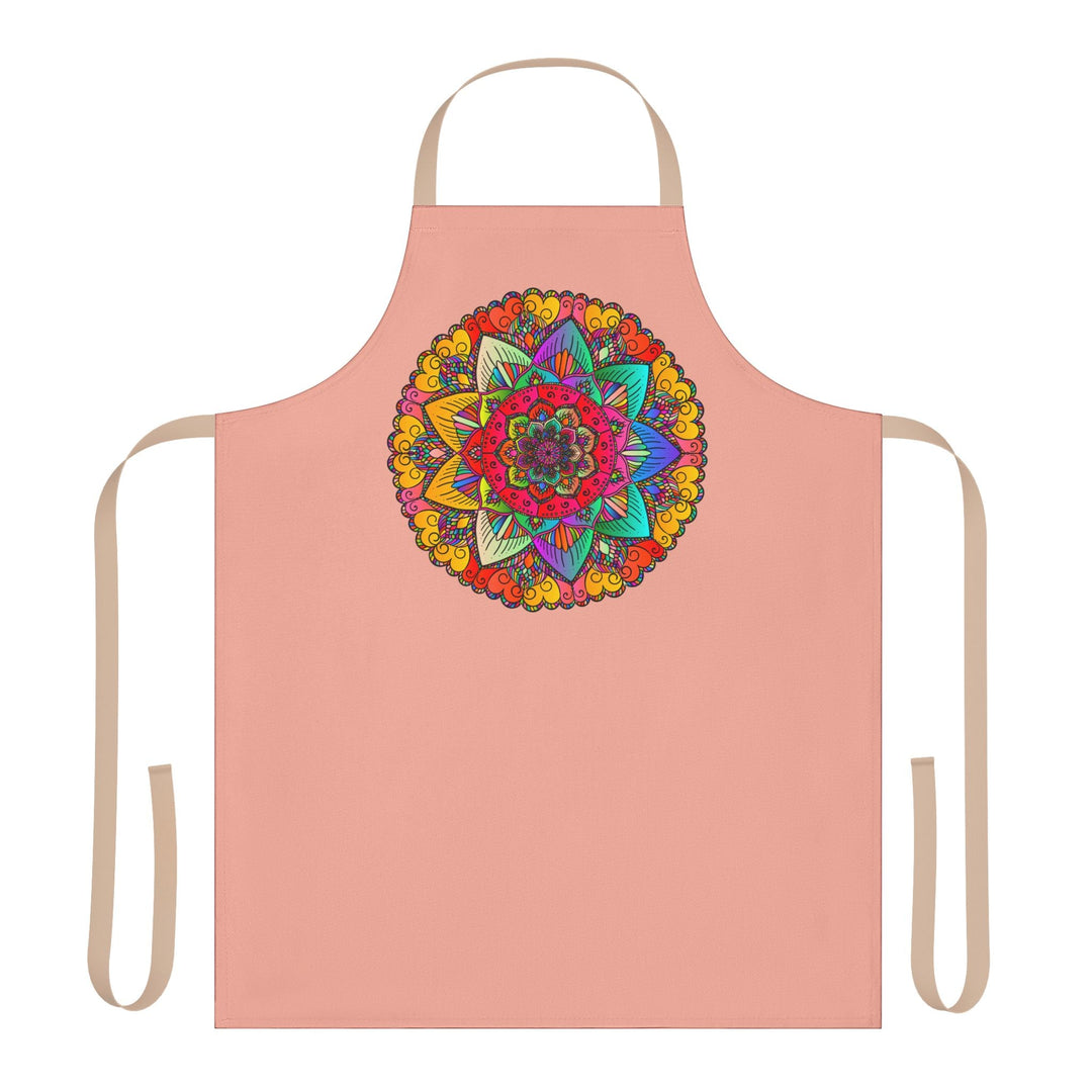 Mandala Art Apron - Apricot Floral Design All Over Prints - Blululi