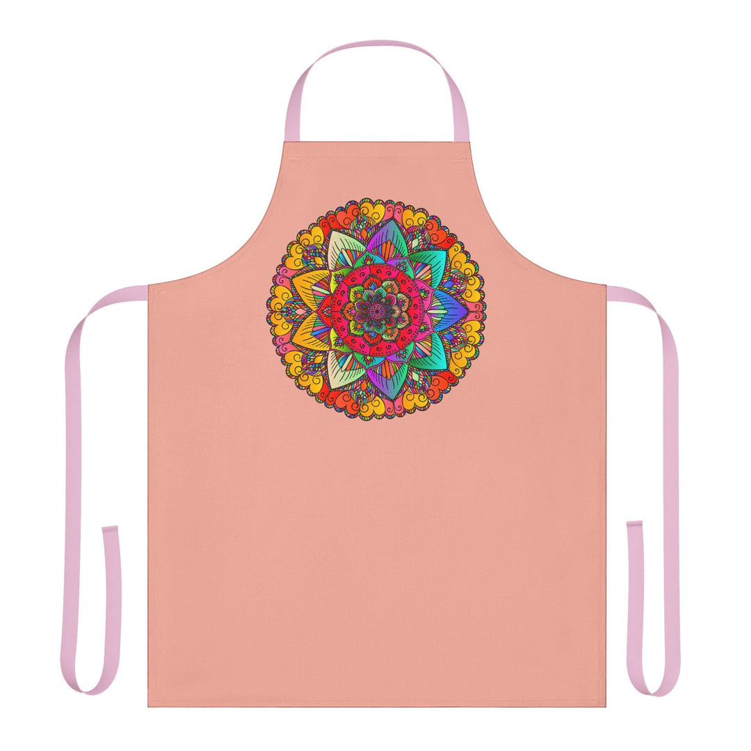 Mandala Art Apron - Apricot Floral Design All Over Prints - Blululi