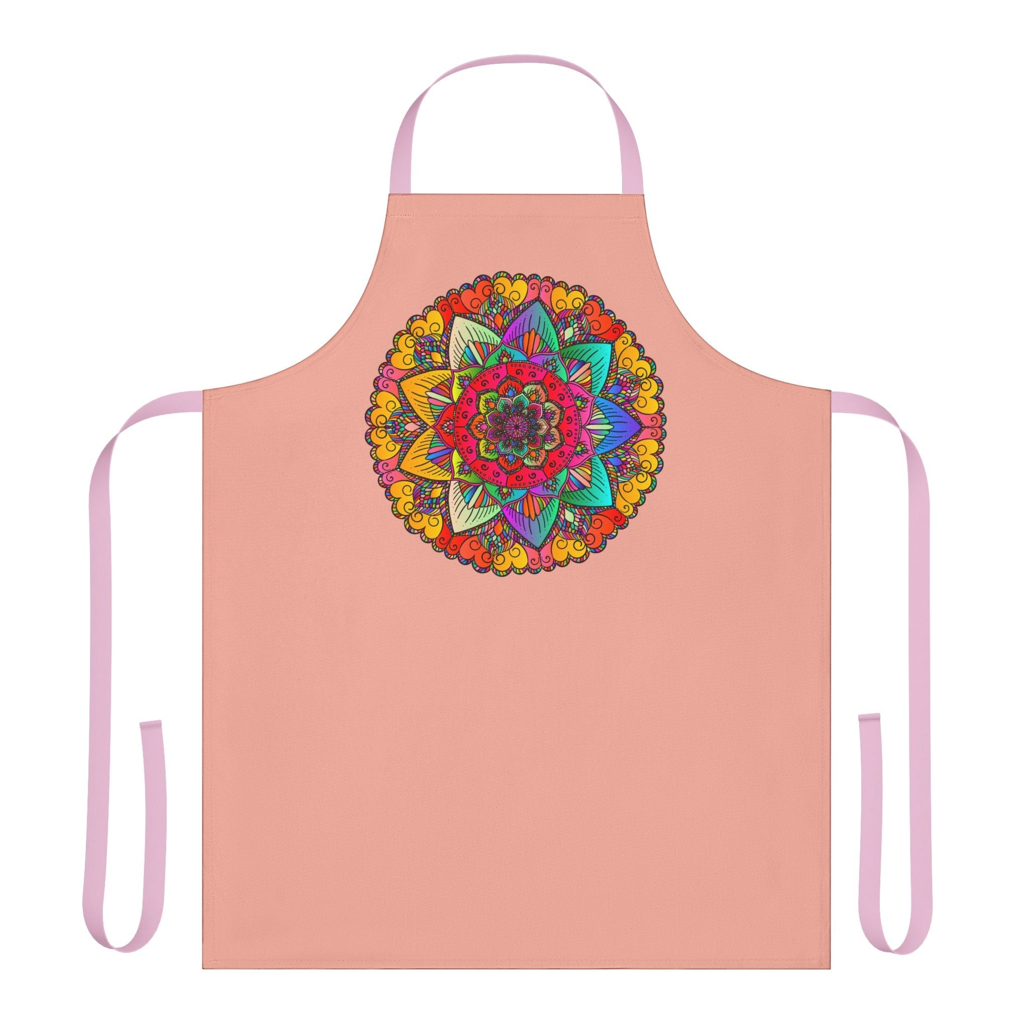 Mandala Art Apron - Apricot Floral Design All Over Prints - Blululi