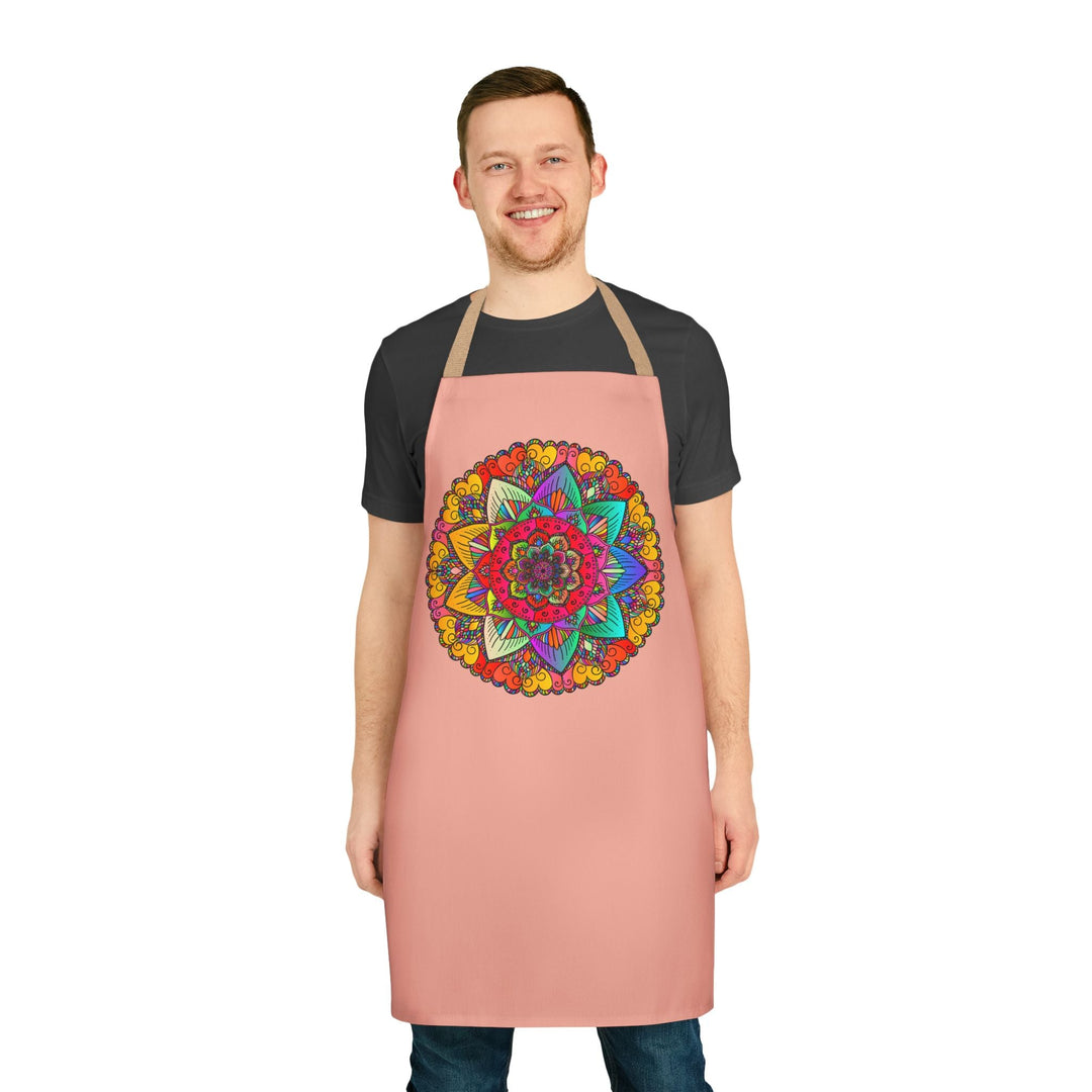 Mandala Art Apron - Apricot Floral Design All Over Prints - Blululi