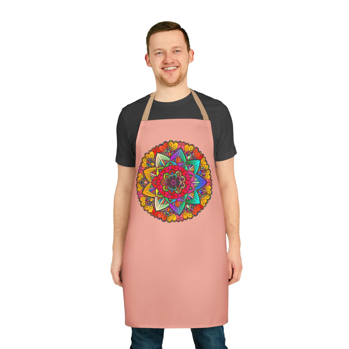 Mandala Art Apron - Apricot Floral Design All Over Prints - Blululi