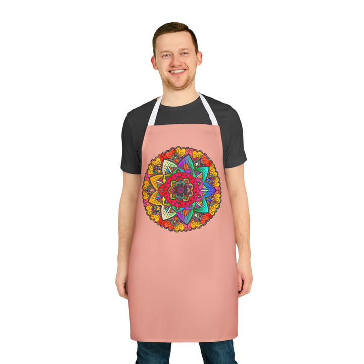 Mandala Art Apron - Apricot Floral Design All Over Prints - Blululi