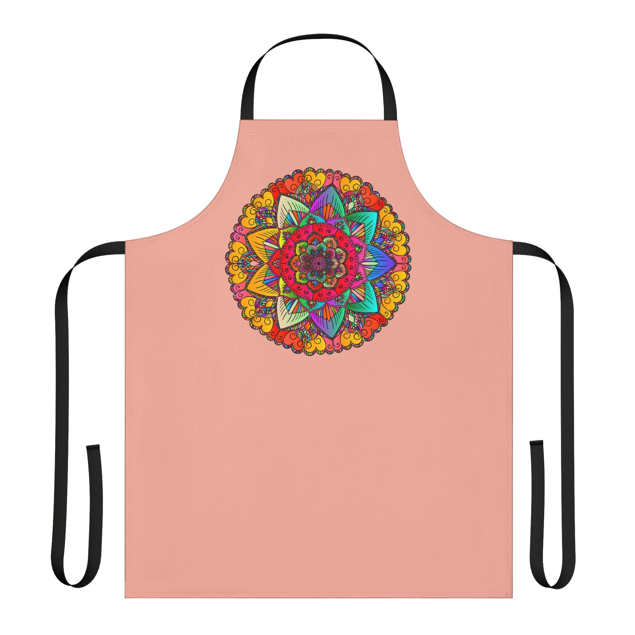 Mandala Art Apron - Apricot Floral Design All Over Prints - Blululi