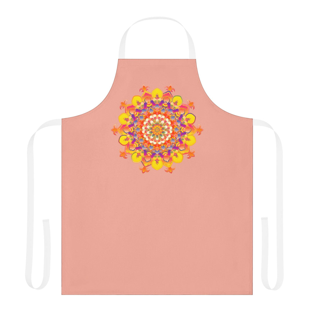 Mandala Art Apron - Apricot Floral Design All Over Prints - Blululi