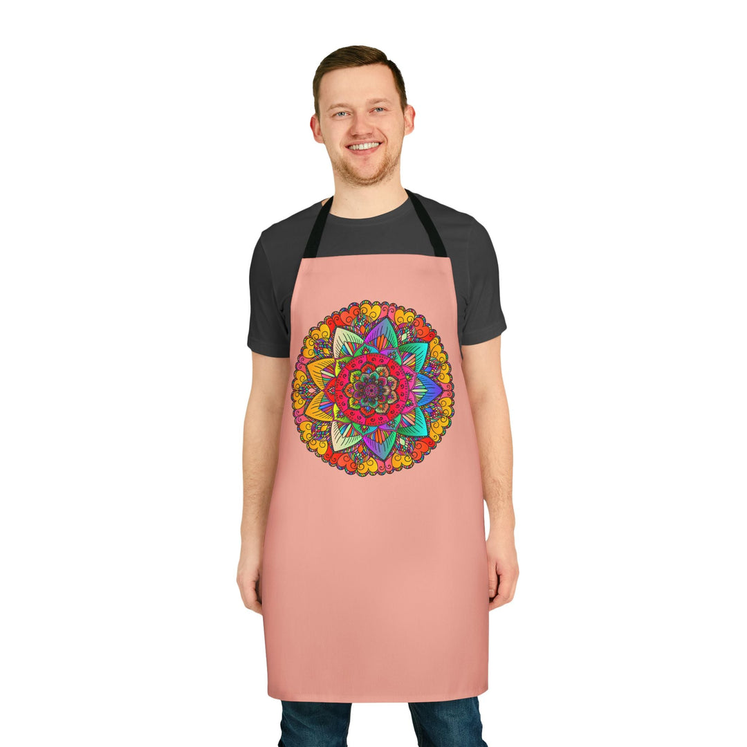 Mandala Art Apron - Apricot Floral Design All Over Prints - Blululi