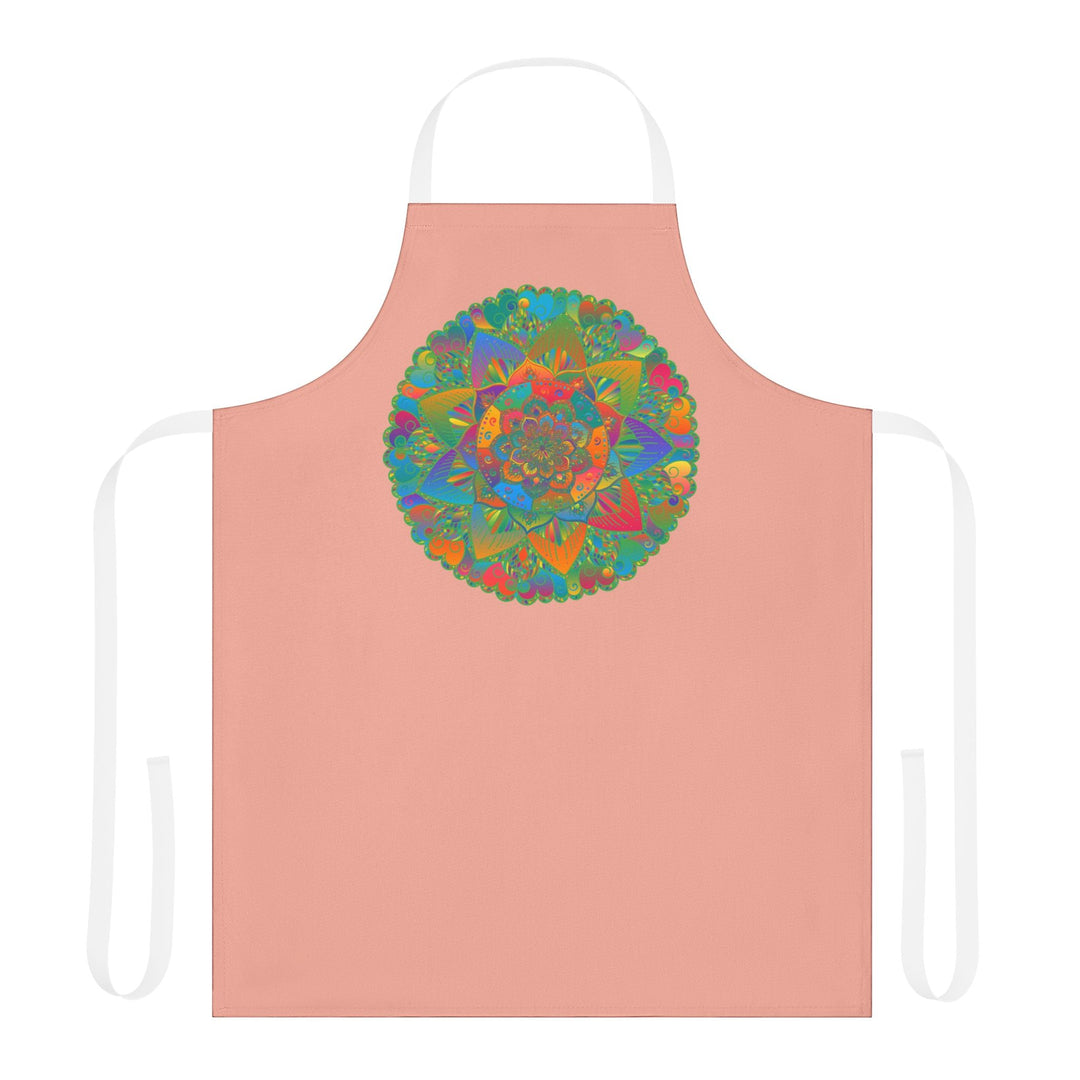 Mandala Art Apron - Apricot Floral Design All Over Prints - Blululi