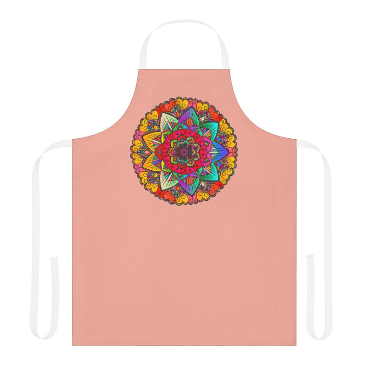 Mandala Art Apron - Apricot Floral Design All Over Prints - Blululi