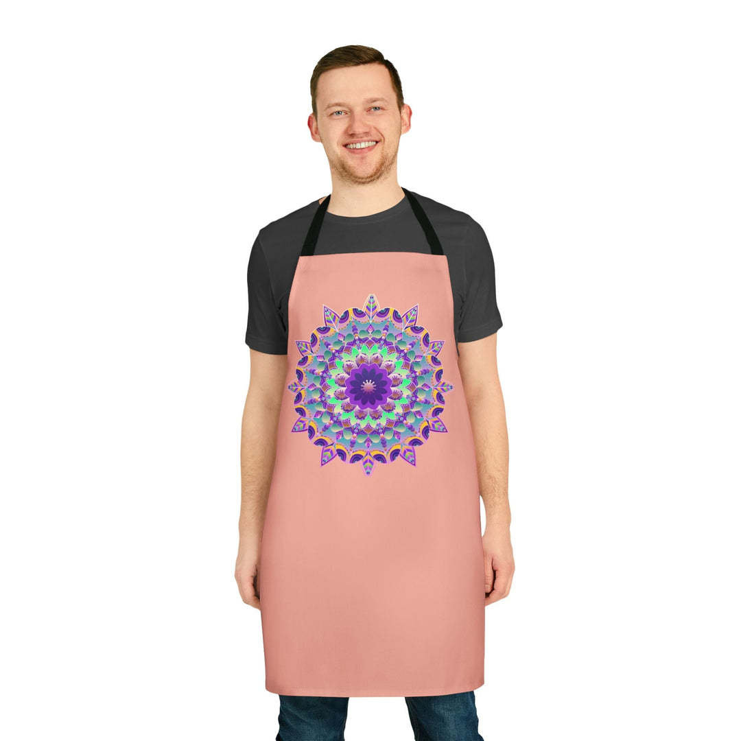 Mandala Art Apron - Apricot Floral Kitchen All Over Prints - Blululi