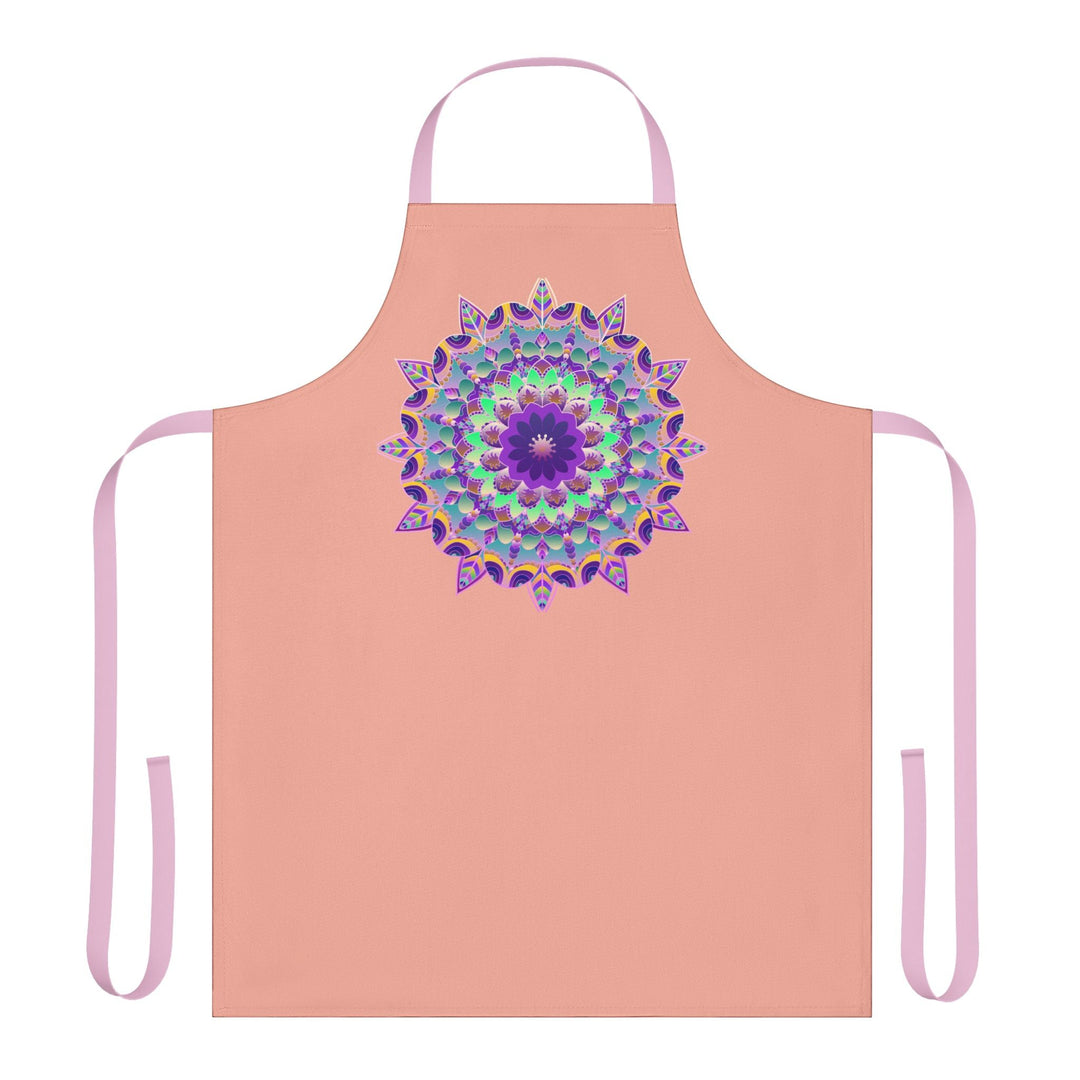 Mandala Art Apron - Apricot Floral Kitchen All Over Prints - Blululi