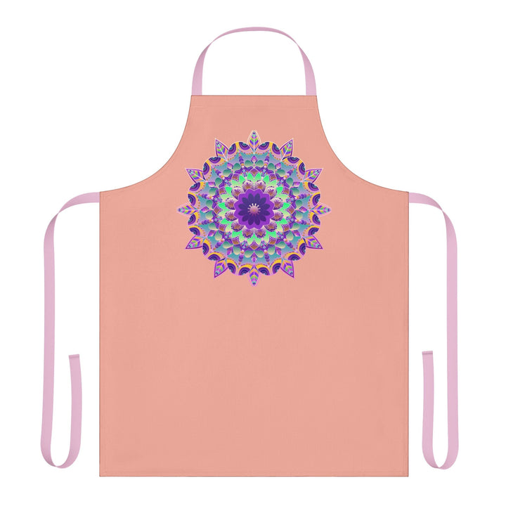 Mandala Art Apron - Apricot Floral Kitchen All Over Prints - Blululi