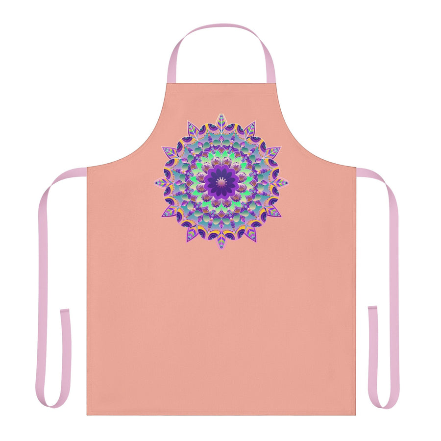 Mandala Art Apron - Apricot Floral Kitchen All Over Prints - Blululi