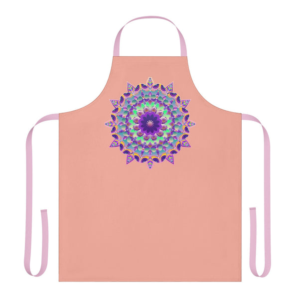 Mandala Art Apron - Apricot Floral Kitchen All Over Prints - Blululi