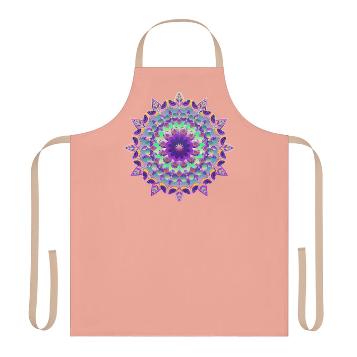 Mandala Art Apron - Apricot Floral Kitchen All Over Prints - Blululi