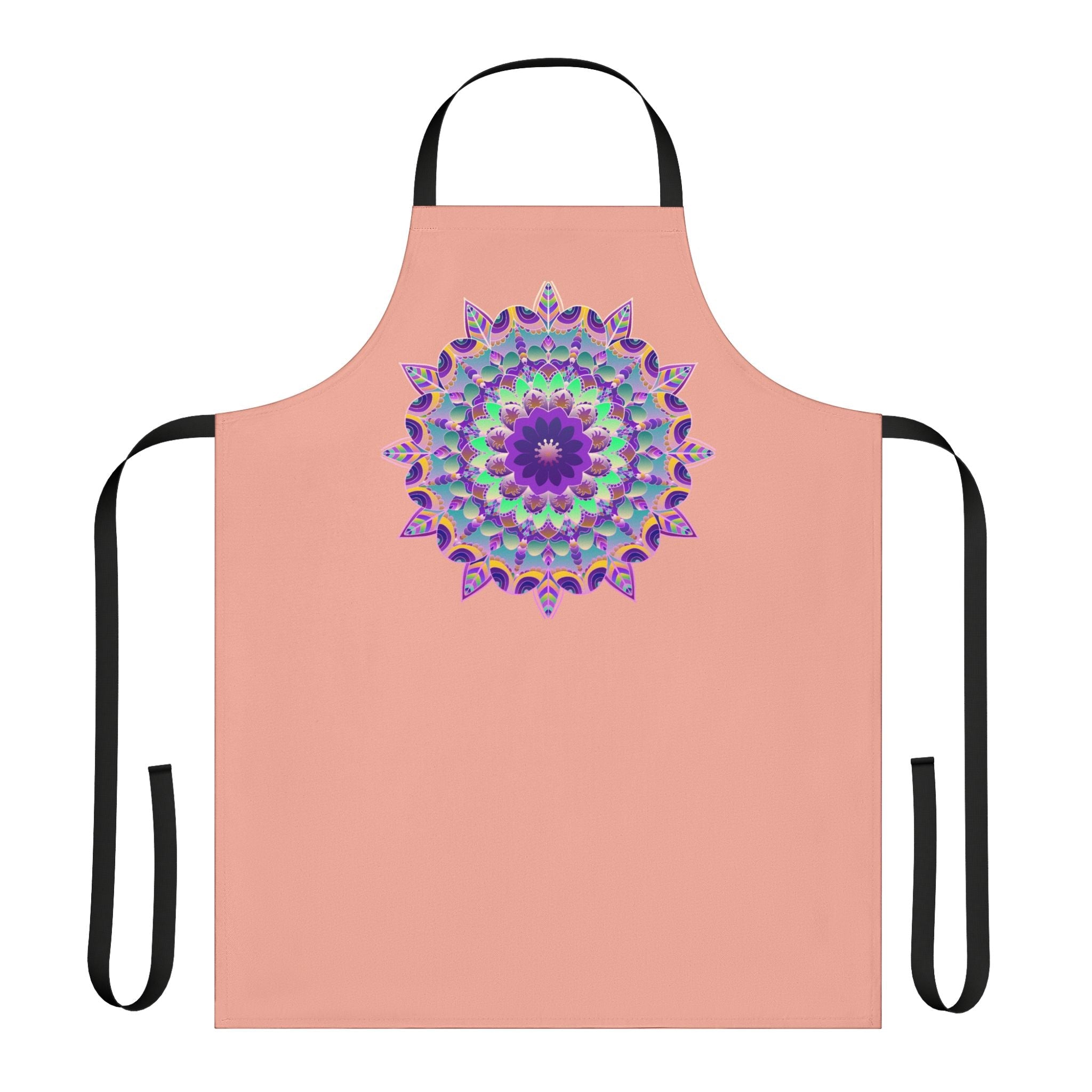 Mandala Art Apron - Apricot Floral Kitchen All Over Prints - Blululi