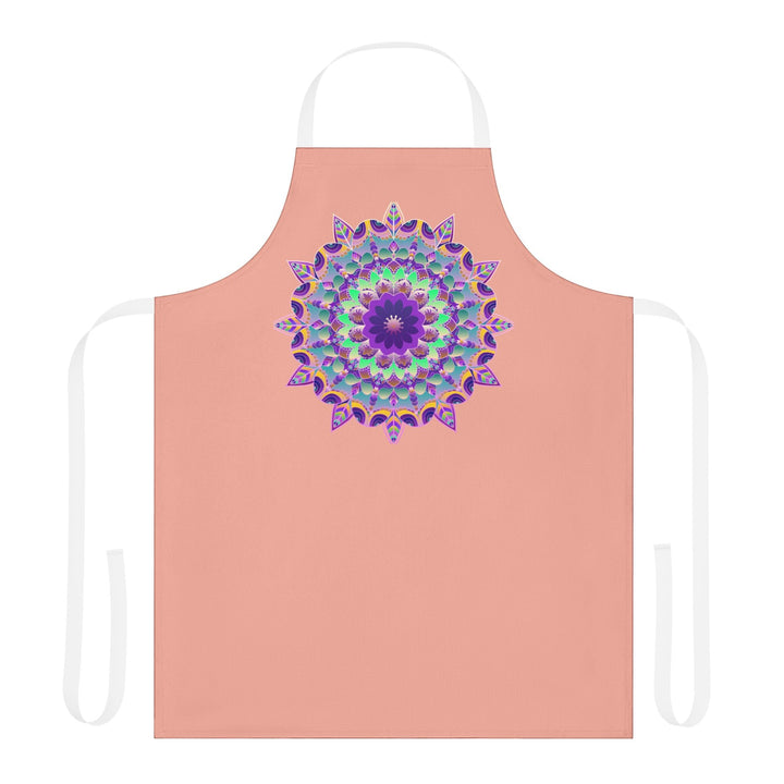 Mandala Art Apron - Apricot Floral Kitchen All Over Prints - Blululi