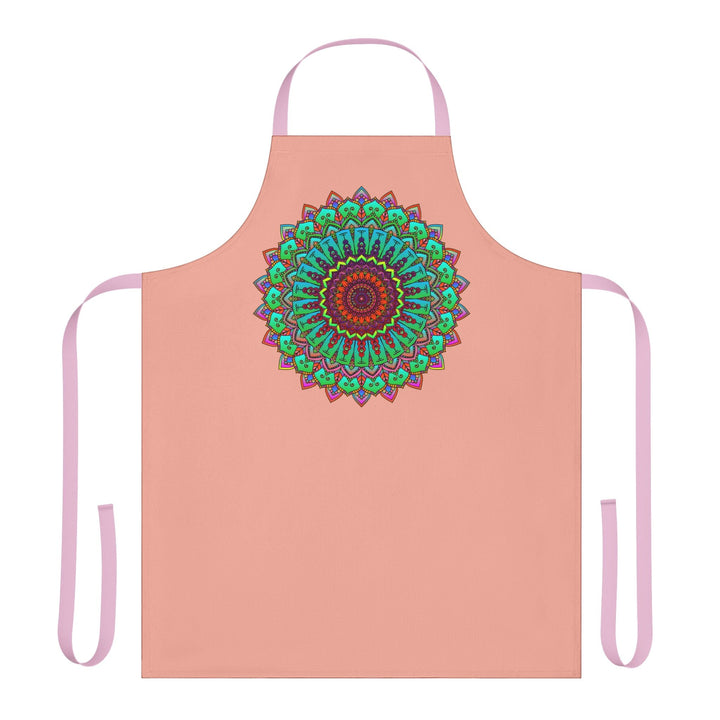 Mandala Art Apron - Apricot - Hand Drawn All Over Prints - Blululi