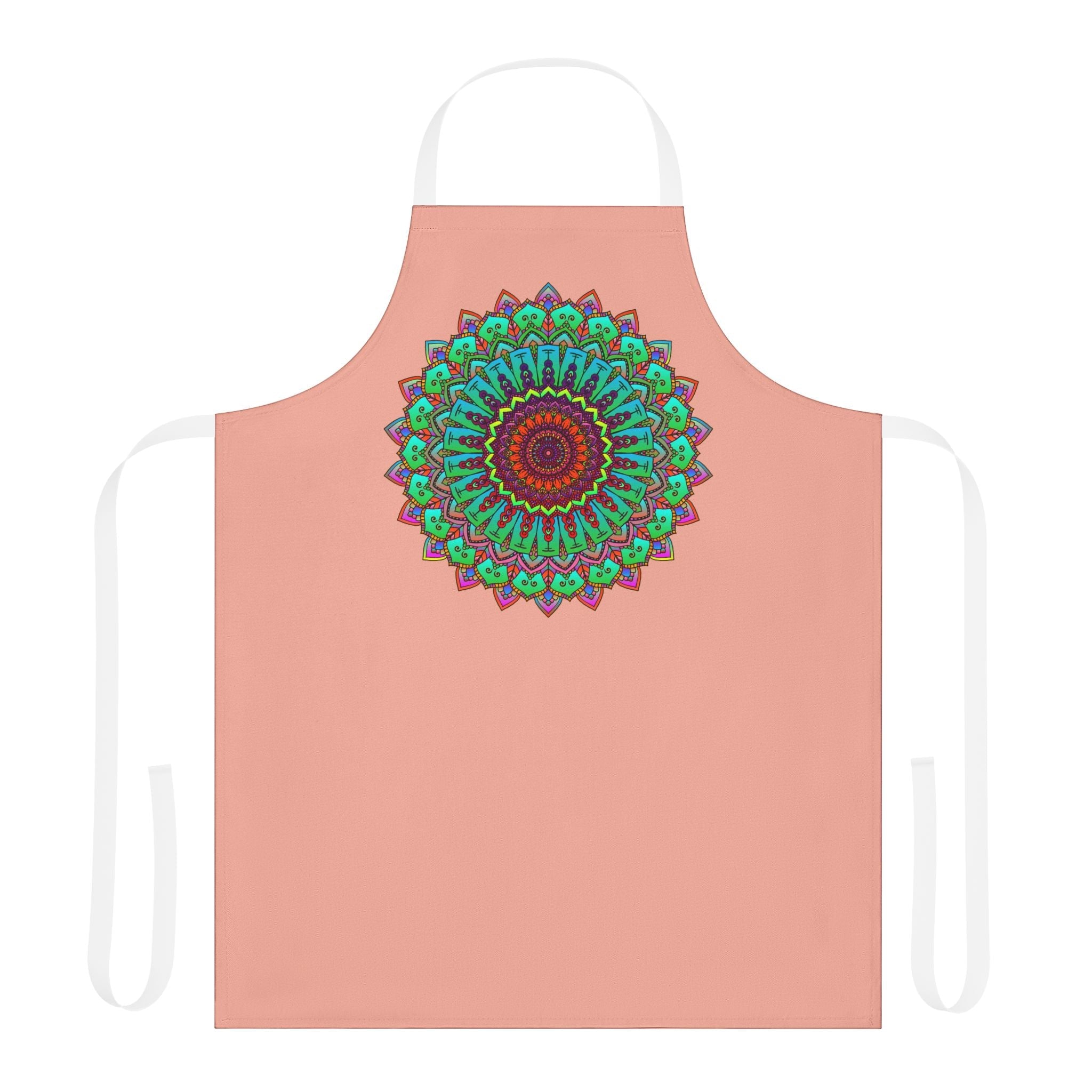 Mandala Art Apron - Apricot - Hand Drawn All Over Prints - Blululi