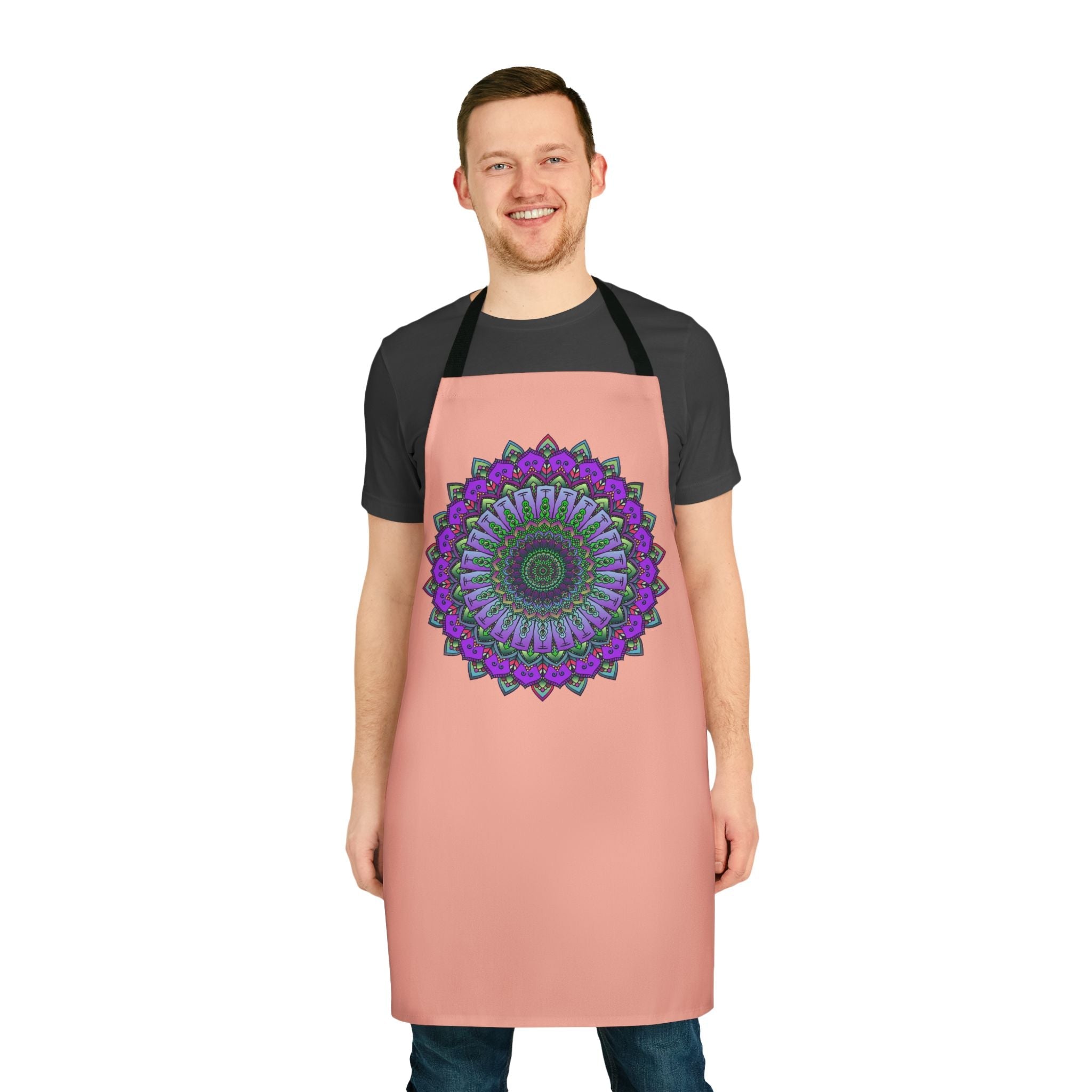 Mandala Art Apron - Apricot - Hand Drawn All Over Prints - Blululi