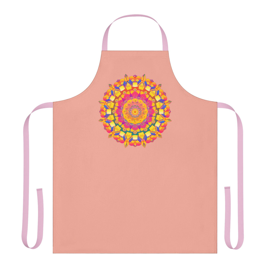 Mandala Art Apron - Apricot - Hand - Drawn Design All Over Prints - Blululi