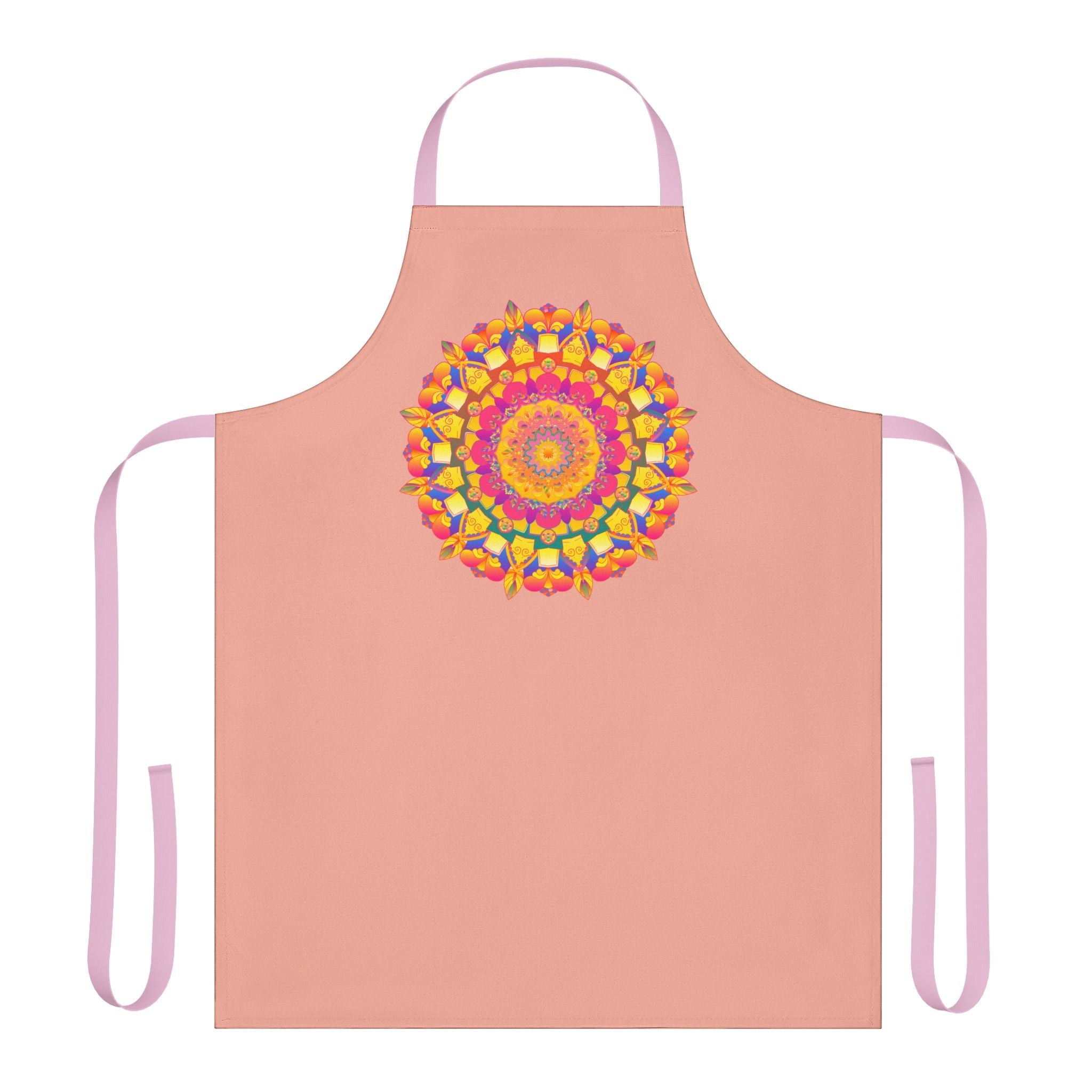 Mandala Art Apron - Apricot - Hand - Drawn Design All Over Prints - Blululi