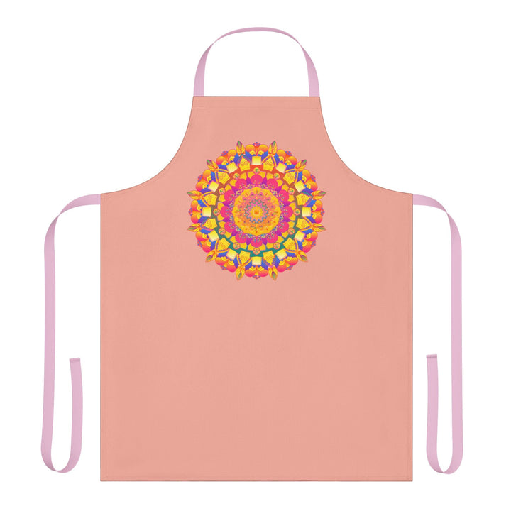 Mandala Art Apron - Apricot - Hand - Drawn Design All Over Prints - Blululi