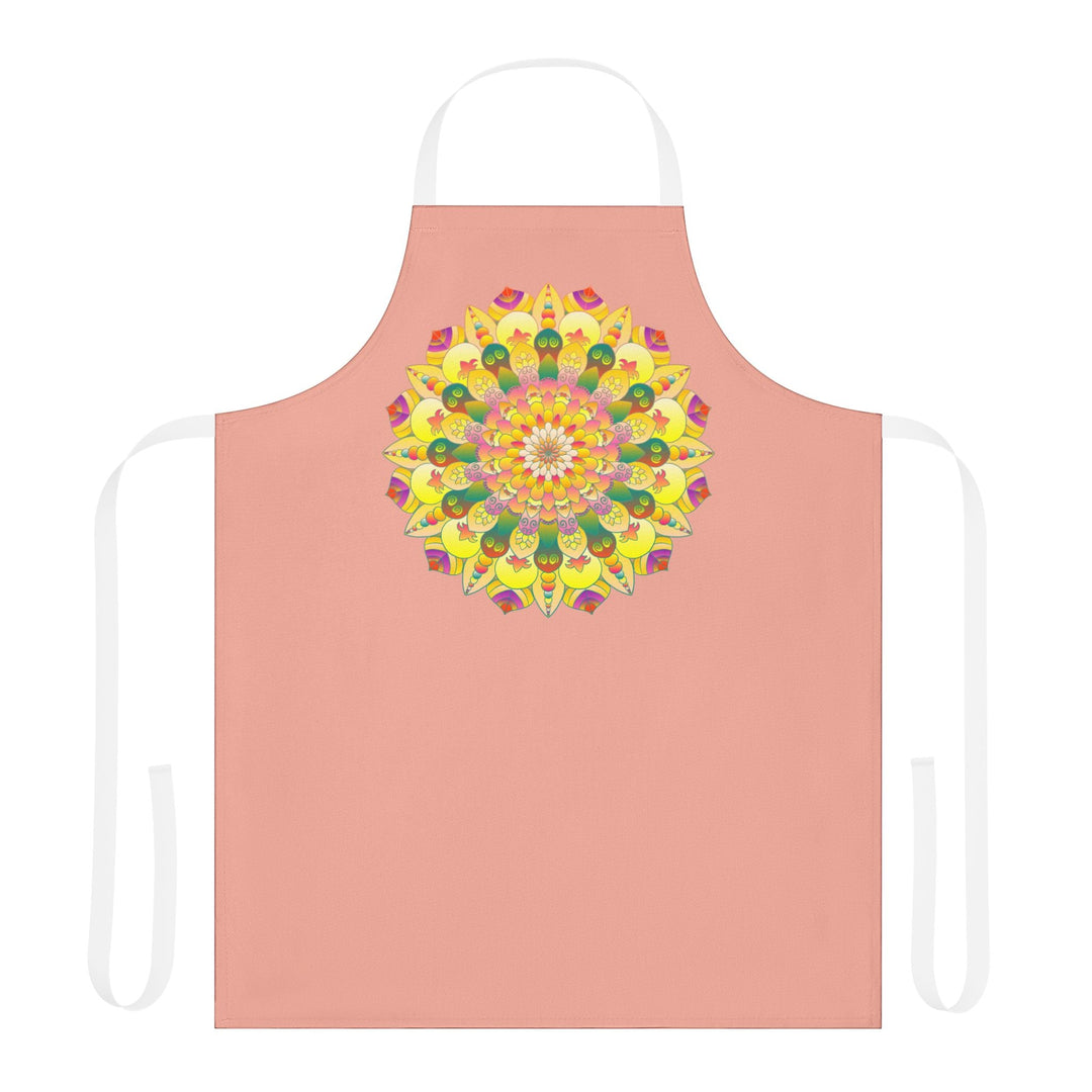 Mandala Art Apron - Apricot - Hand - Drawn Design All Over Prints - Blululi