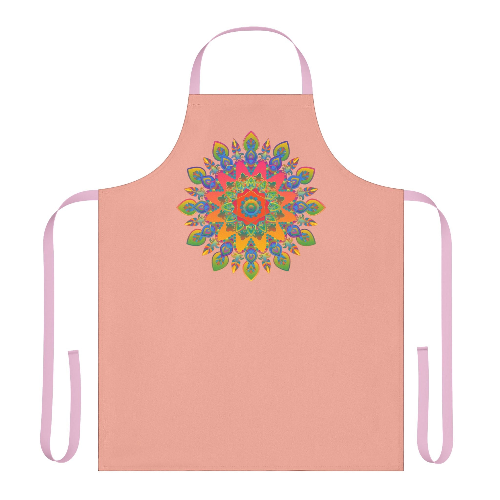 Mandala Art Apron - Apricot, Hand - Drawn Design All Over Prints - Blululi