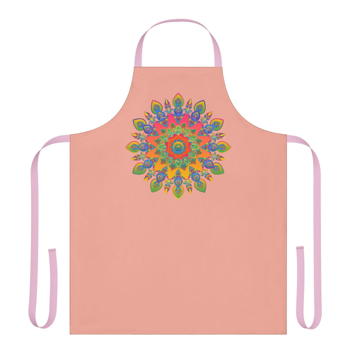 Mandala Art Apron - Apricot, Hand - Drawn Design All Over Prints - Blululi