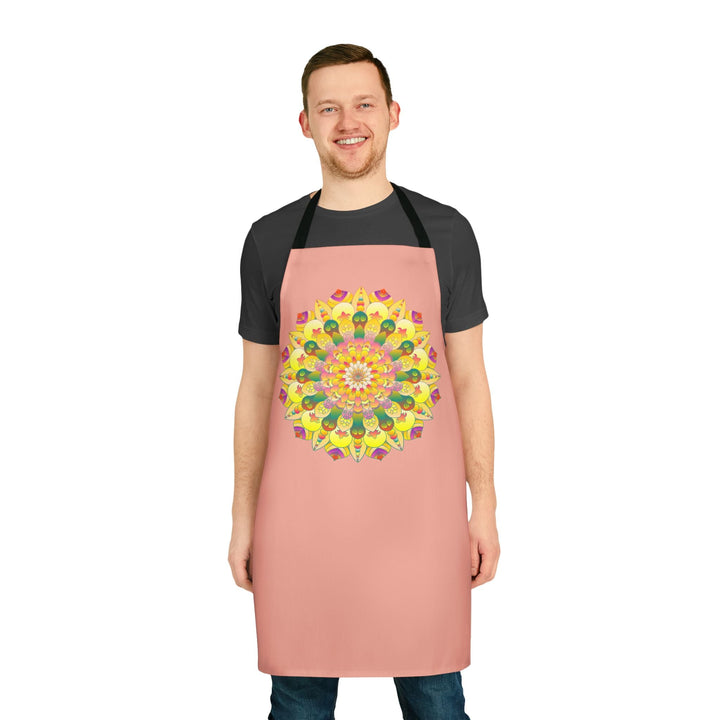 Mandala Art Apron - Apricot - Hand - Drawn Design All Over Prints - Blululi