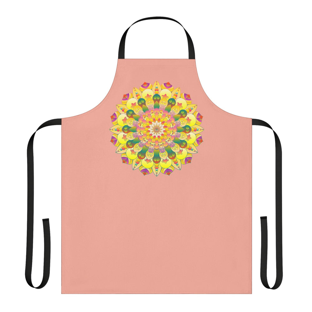 Mandala Art Apron - Apricot - Hand - Drawn Design All Over Prints - Blululi