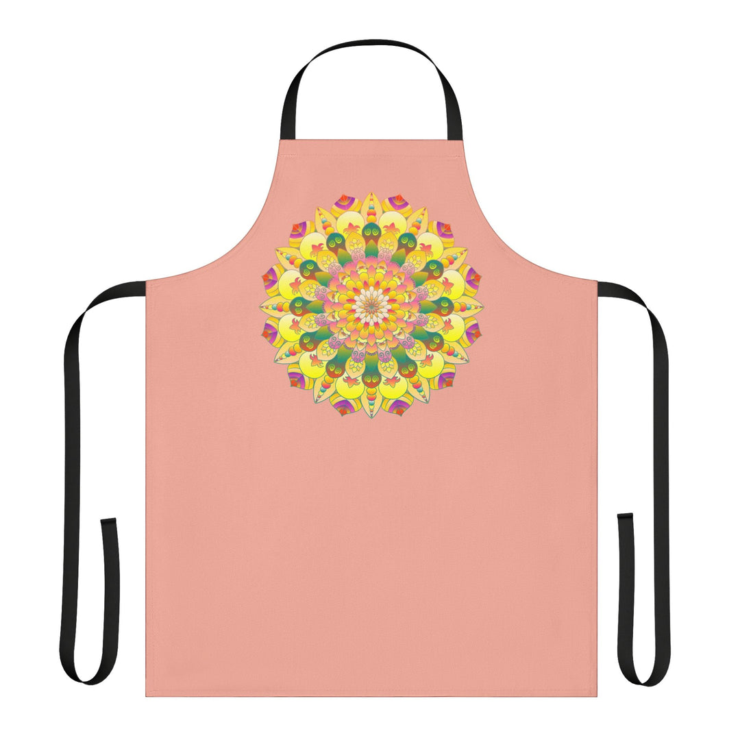 Mandala Art Apron - Apricot - Hand - Drawn Design All Over Prints - Blululi