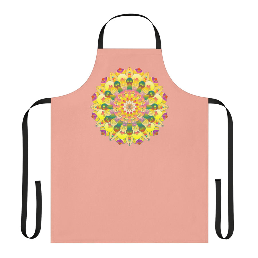 Mandala Art Apron - Apricot - Hand - Drawn Design All Over Prints - Blululi