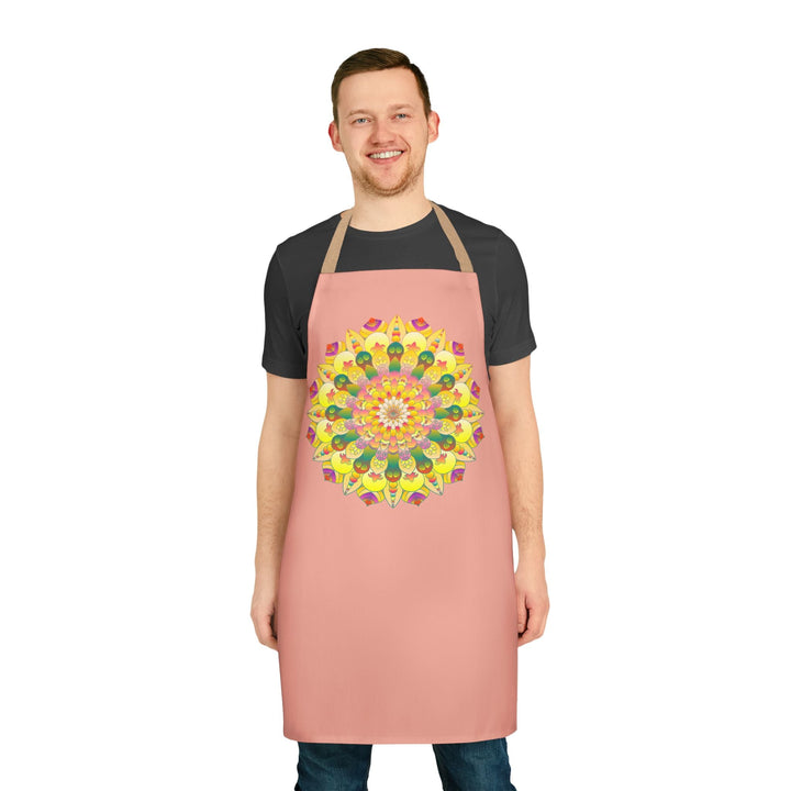 Mandala Art Apron - Apricot - Hand - Drawn Design All Over Prints - Blululi