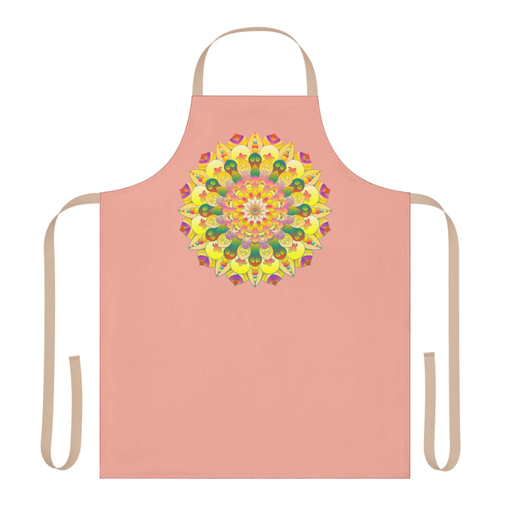 Mandala Art Apron - Apricot - Hand - Drawn Design All Over Prints - Blululi