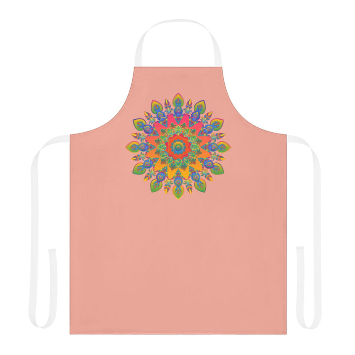 Mandala Art Apron - Apricot, Hand - Drawn Design All Over Prints - Blululi