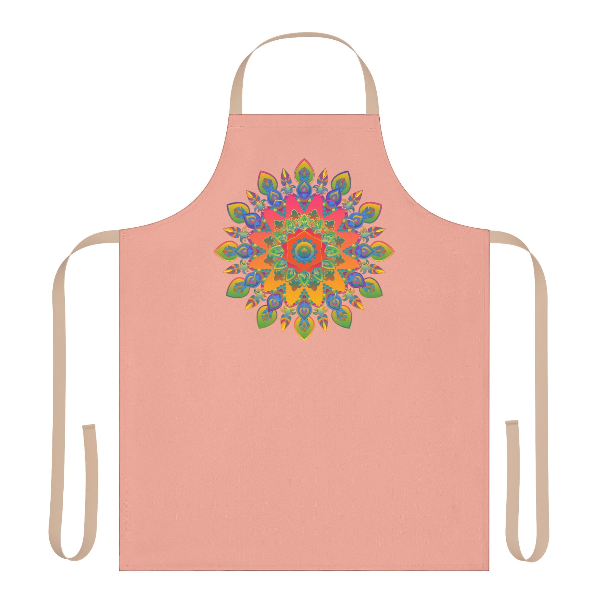 Mandala Art Apron - Apricot, Hand - Drawn Design All Over Prints - Blululi