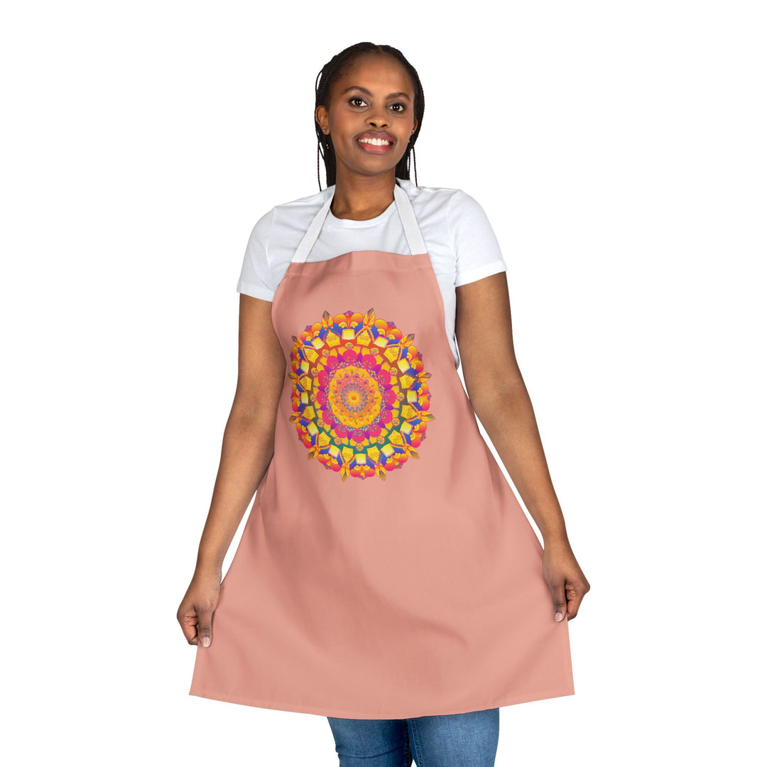 Mandala Art Apron - Apricot - Hand - Drawn Design All Over Prints - Blululi