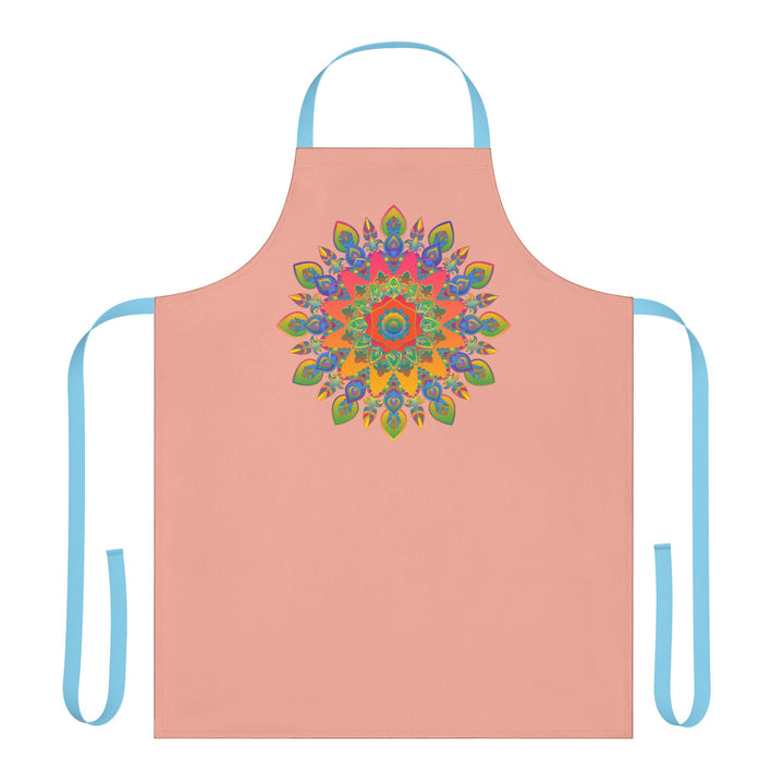 Mandala Art Apron - Apricot, Hand - Drawn Design All Over Prints - Blululi