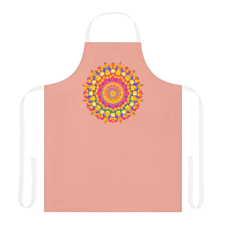 Mandala Art Apron - Apricot - Hand - Drawn Design All Over Prints - Blululi