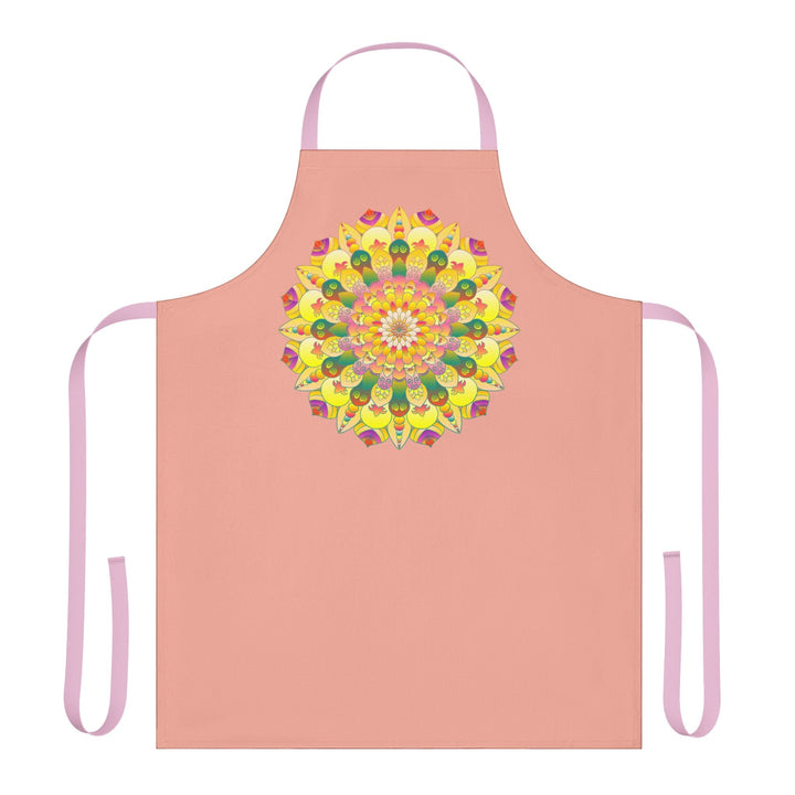 Mandala Art Apron - Apricot - Hand - Drawn Design All Over Prints - Blululi