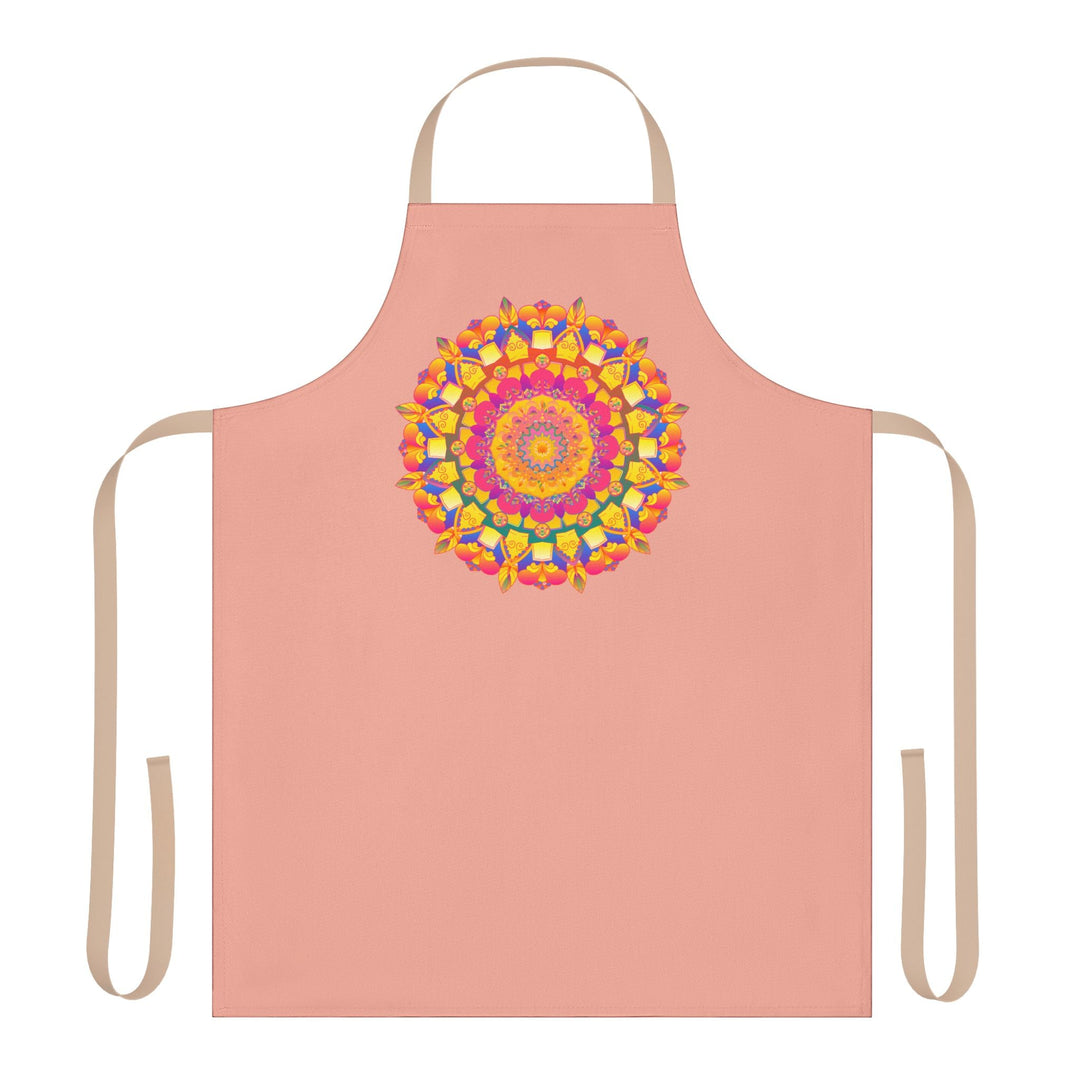 Mandala Art Apron - Apricot - Hand - Drawn Design All Over Prints - Blululi